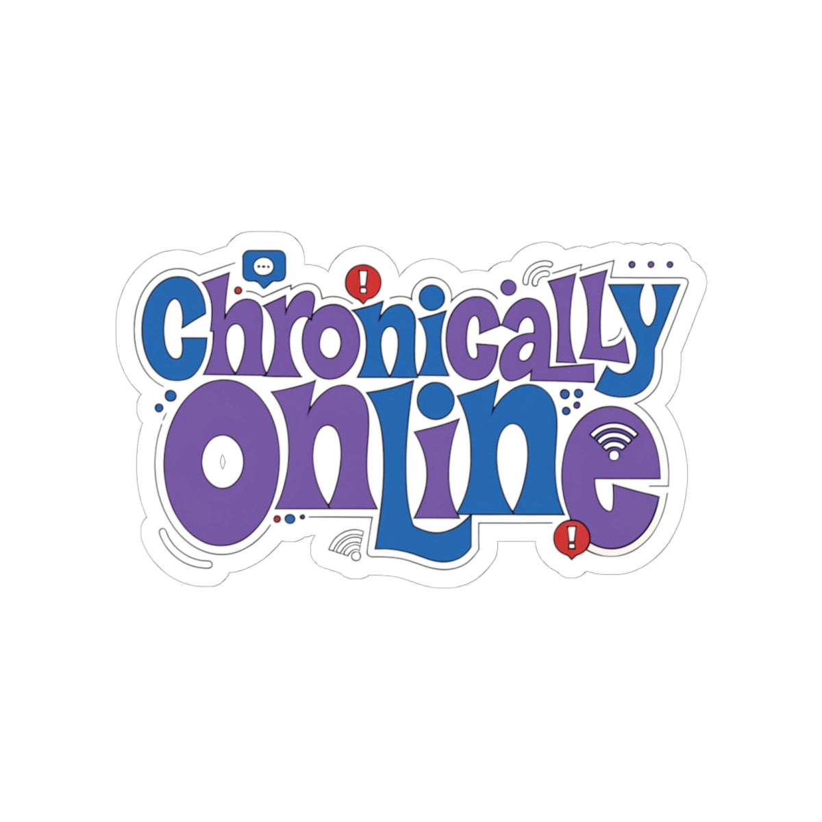 Chronically Online Sticker - Purple Retro Laptop Decal for Gamers & Internet Lovers