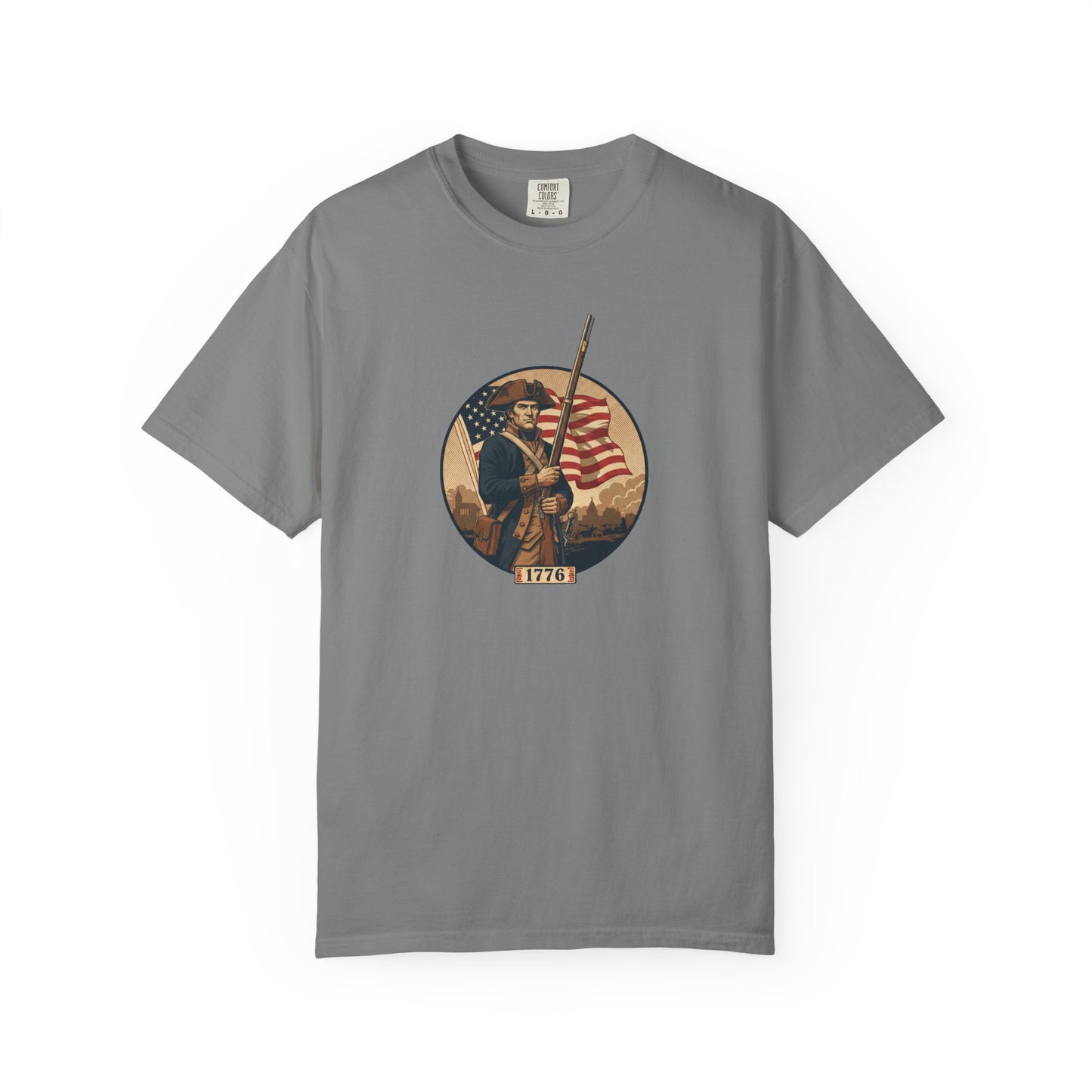 1776 Revolutionary Soldier Flag T-Shirt — Vintage American Patriot Tee