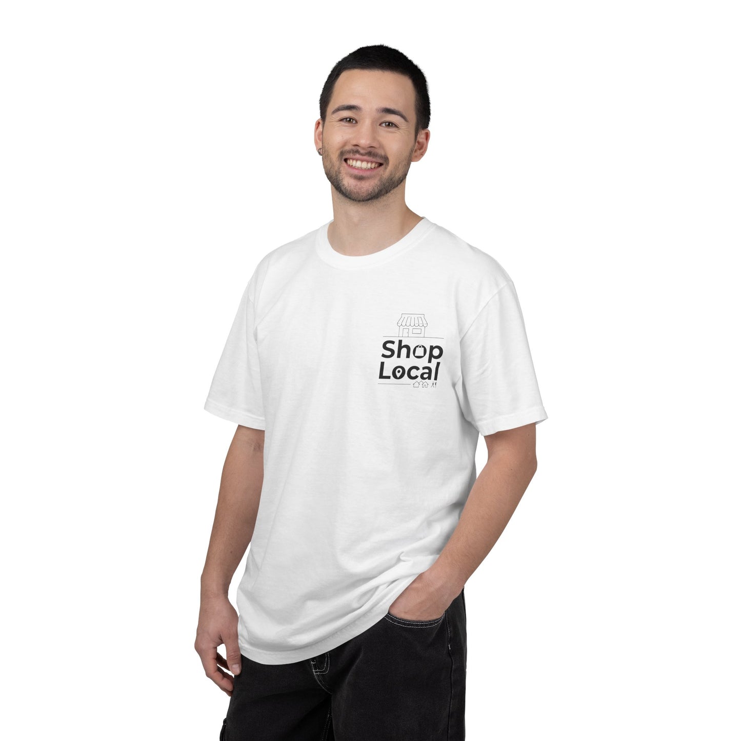 Shop Local T‑Shirt — Minimal Chest Logo Tee for Small Business Support