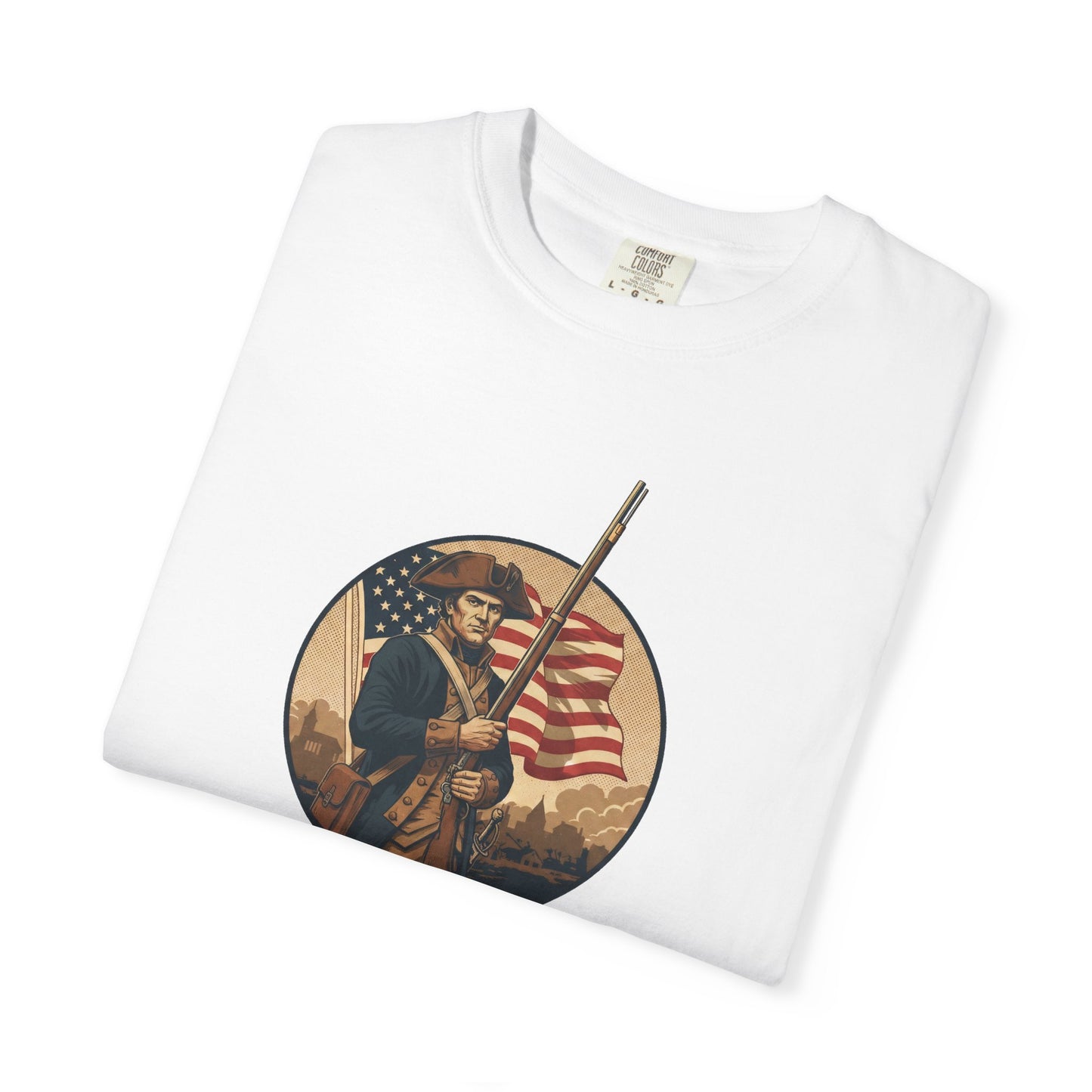 1776 Revolutionary Soldier Flag T-Shirt — Vintage American Patriot Tee