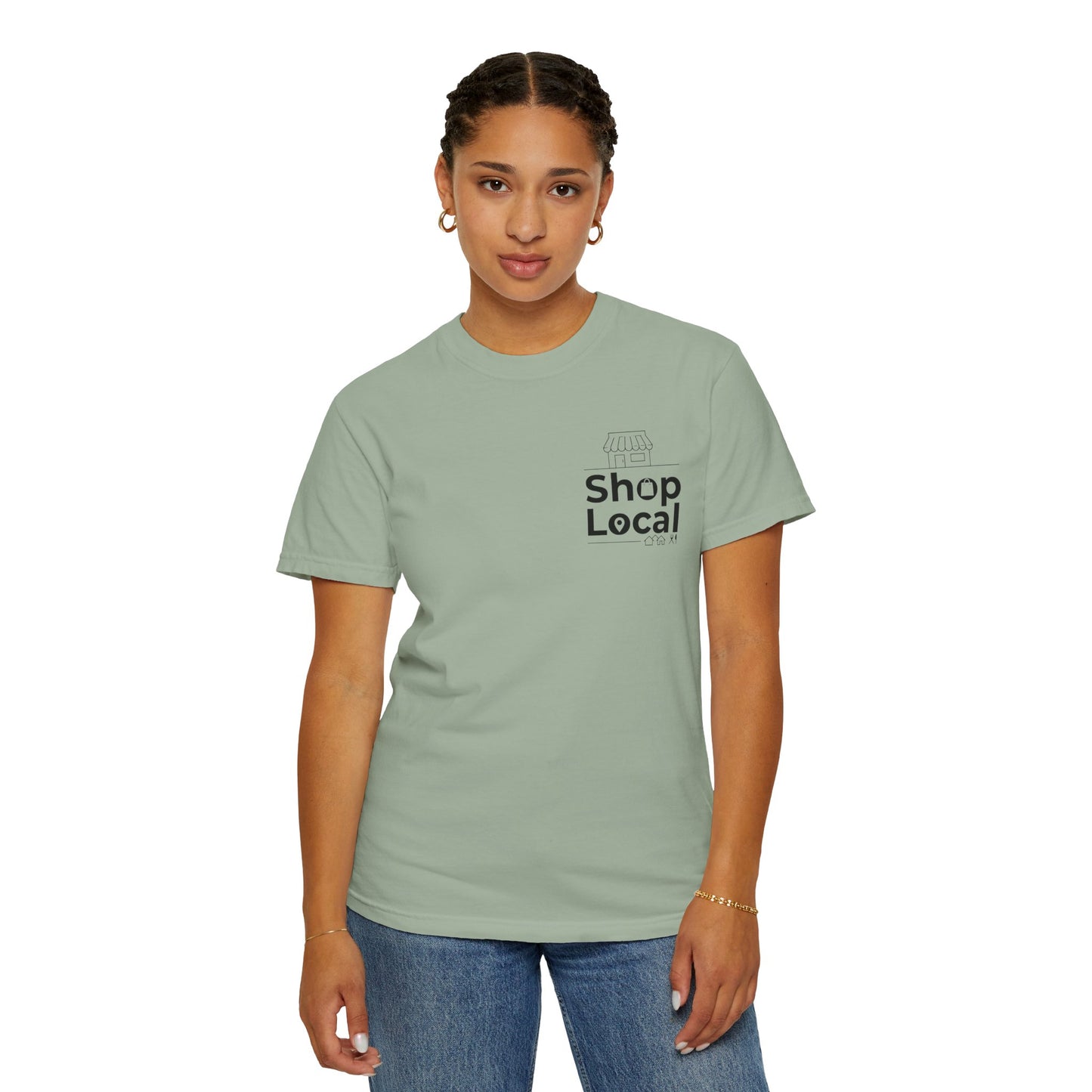 Shop Local T‑Shirt — Minimal Chest Logo Tee for Small Business Support