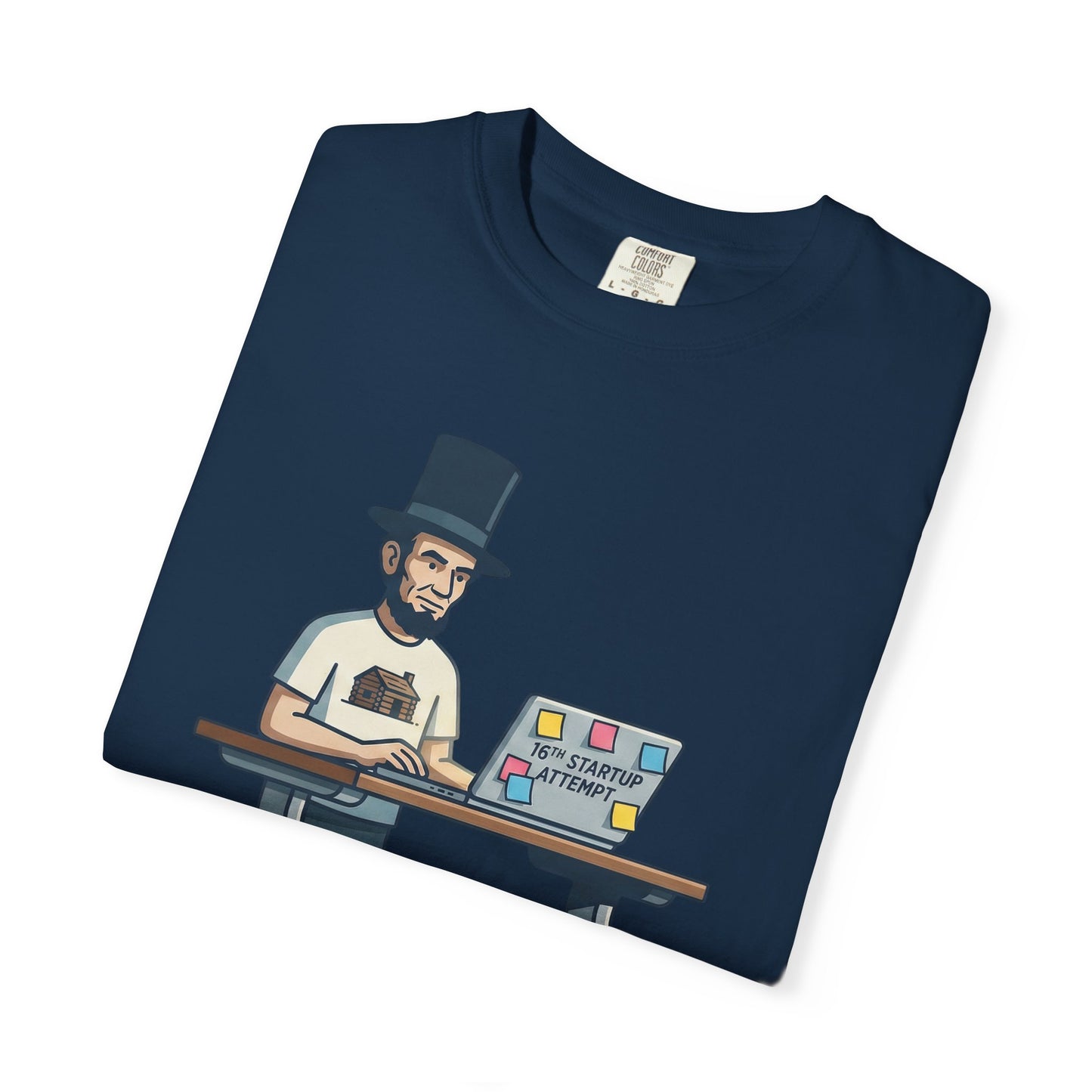 T-Shirt — Lincoln Working at Laptop Graphic Tee (Funny Programmer Abraham Lincoln Shirt)