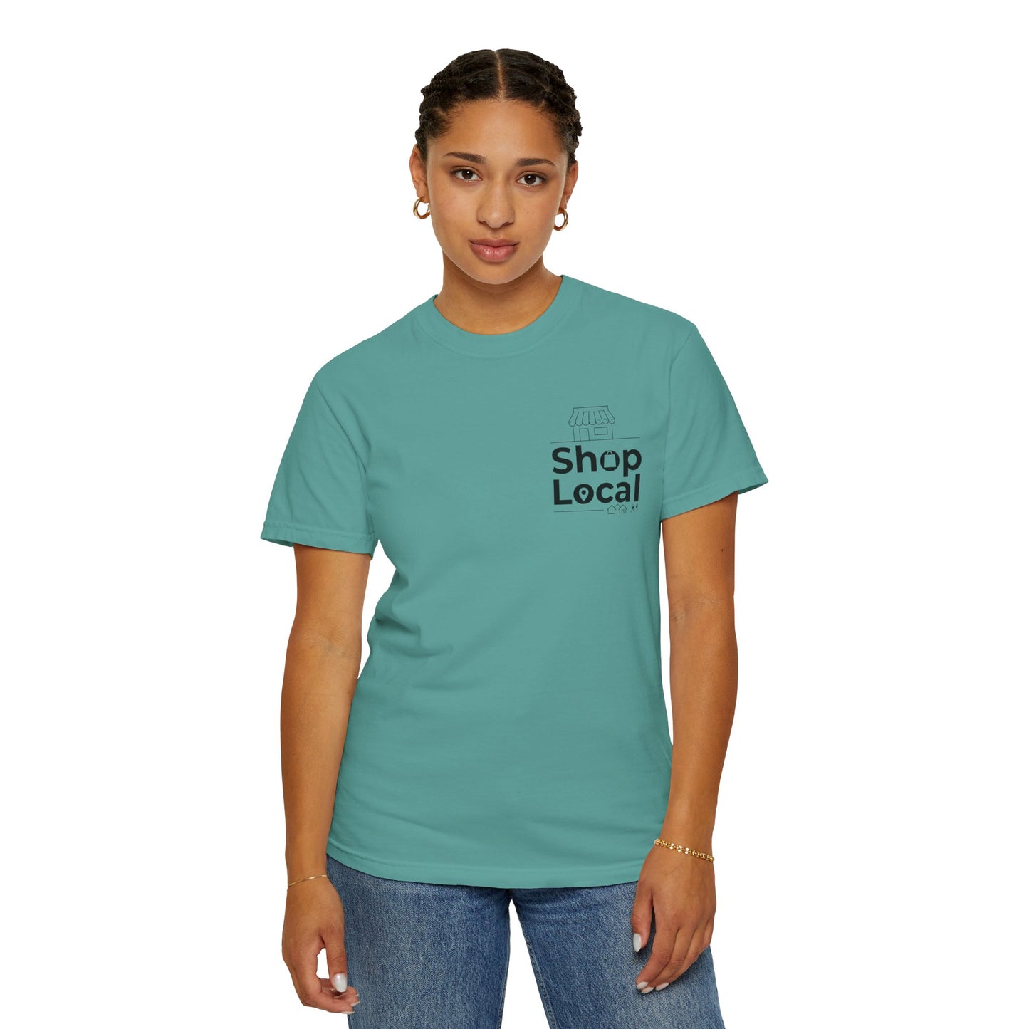 Shop Local T‑Shirt — Minimal Chest Logo Tee for Small Business Support