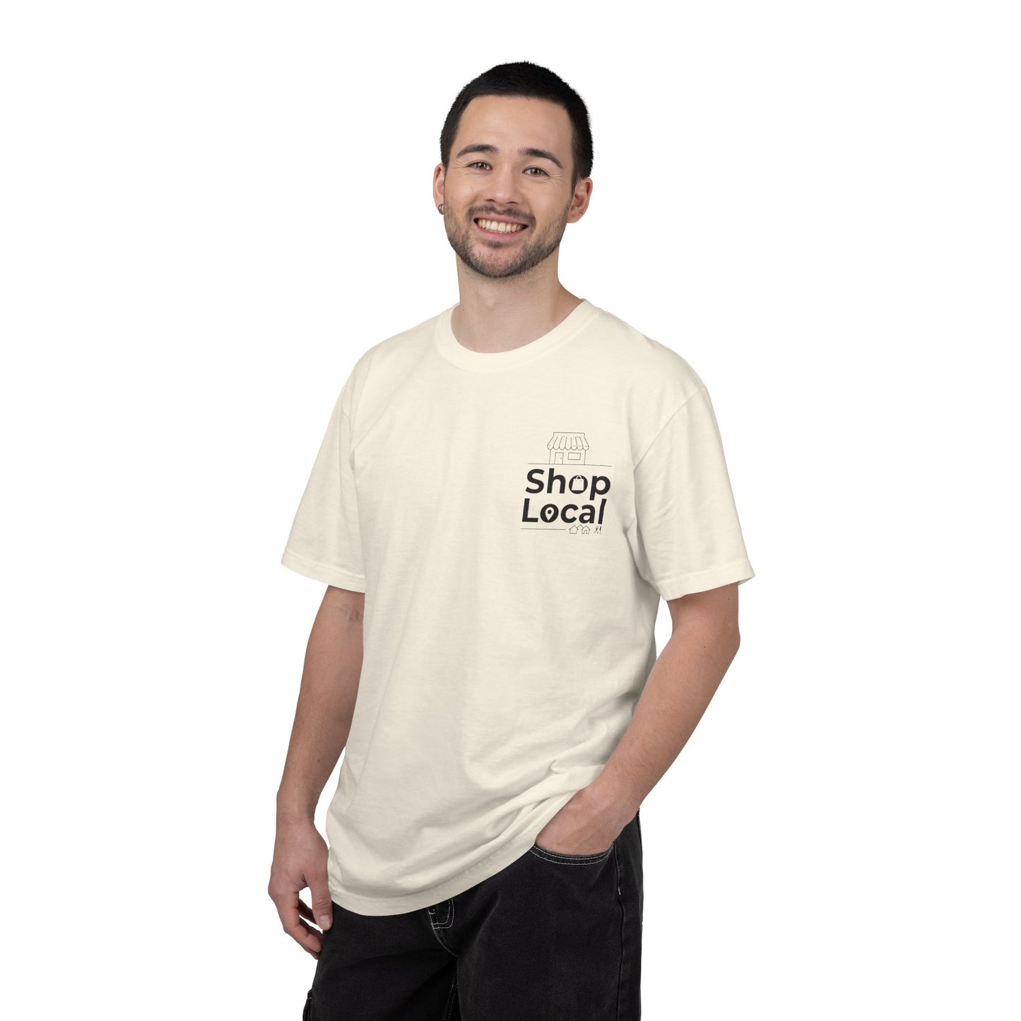 Shop Local T‑Shirt — Minimal Chest Logo Tee for Small Business Support