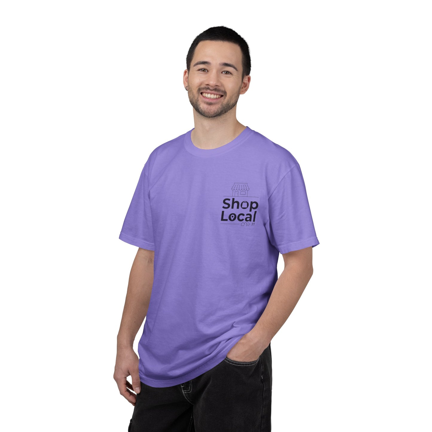 Shop Local T‑Shirt — Minimal Chest Logo Tee for Small Business Support