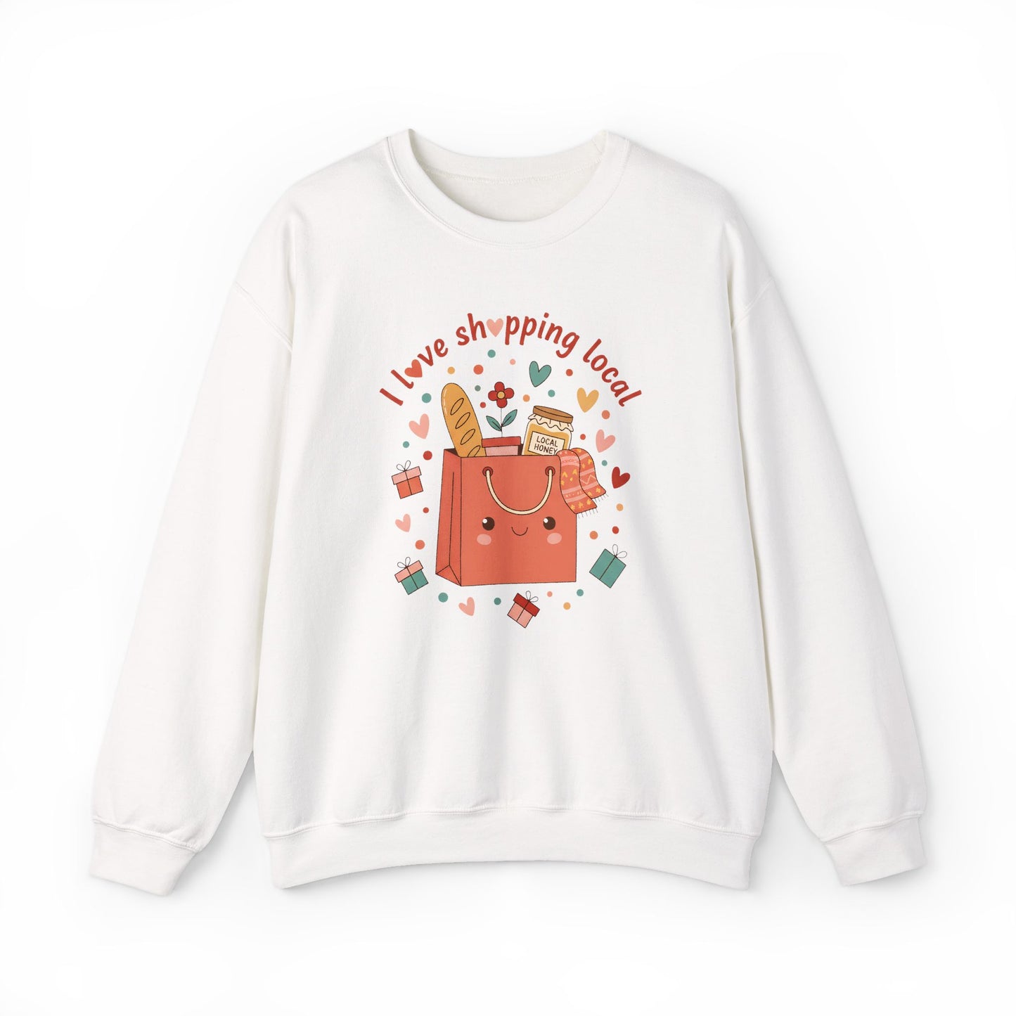 Local Shopping Crewneck Sweatshirt – "I Love Shopping Local" Cute Gift Pullover