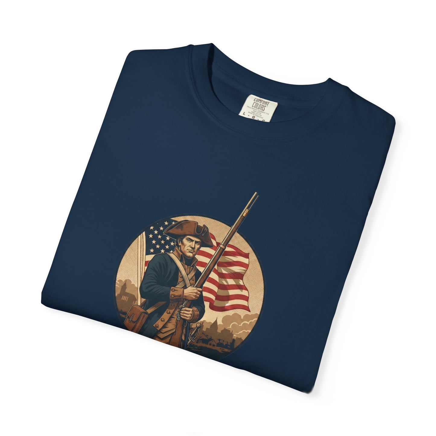 1776 Revolutionary Soldier Flag T-Shirt — Vintage American Patriot Tee