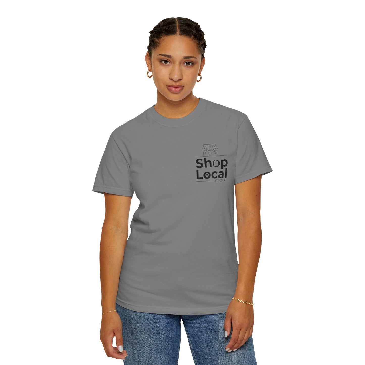 Shop Local T‑Shirt — Minimal Chest Logo Tee for Small Business Support