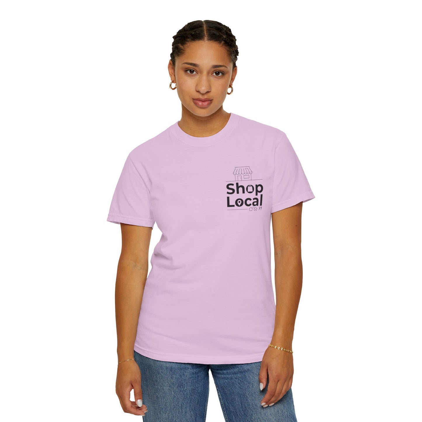 Shop Local T‑Shirt — Minimal Chest Logo Tee for Small Business Support