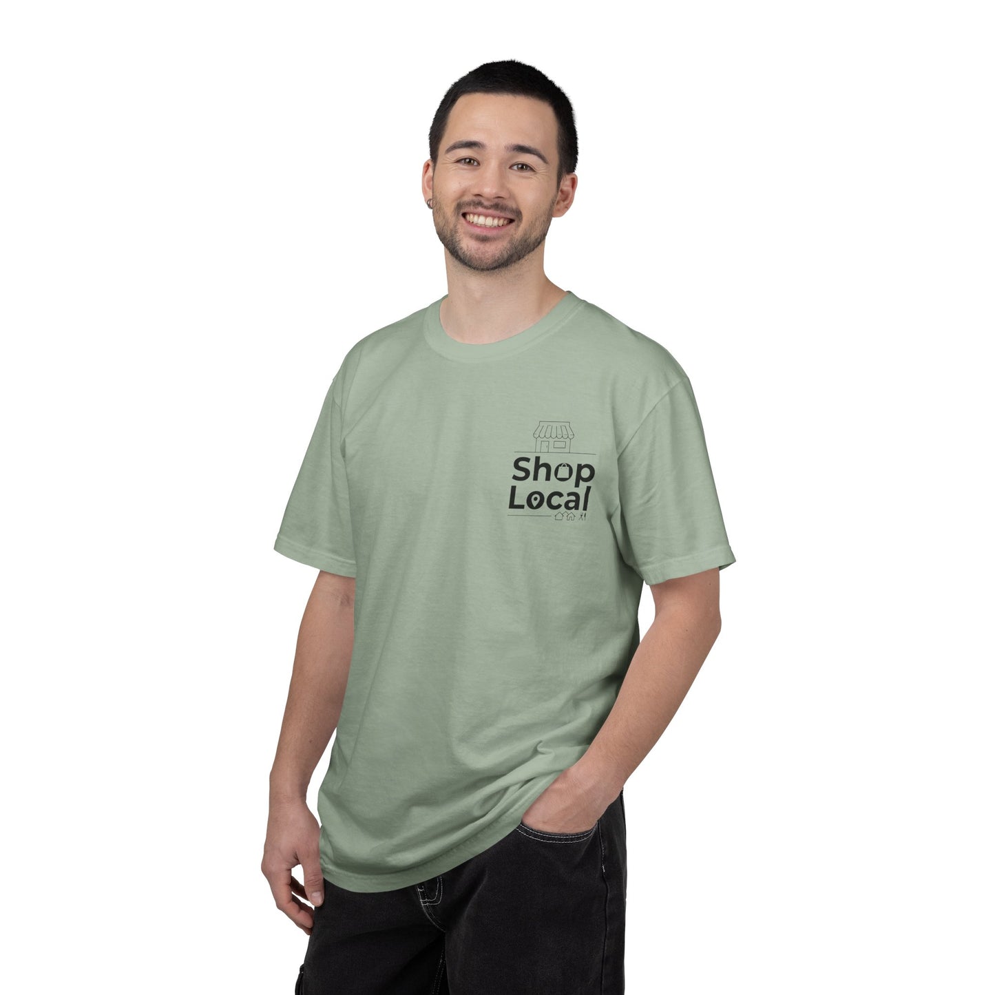 Shop Local T‑Shirt — Minimal Chest Logo Tee for Small Business Support