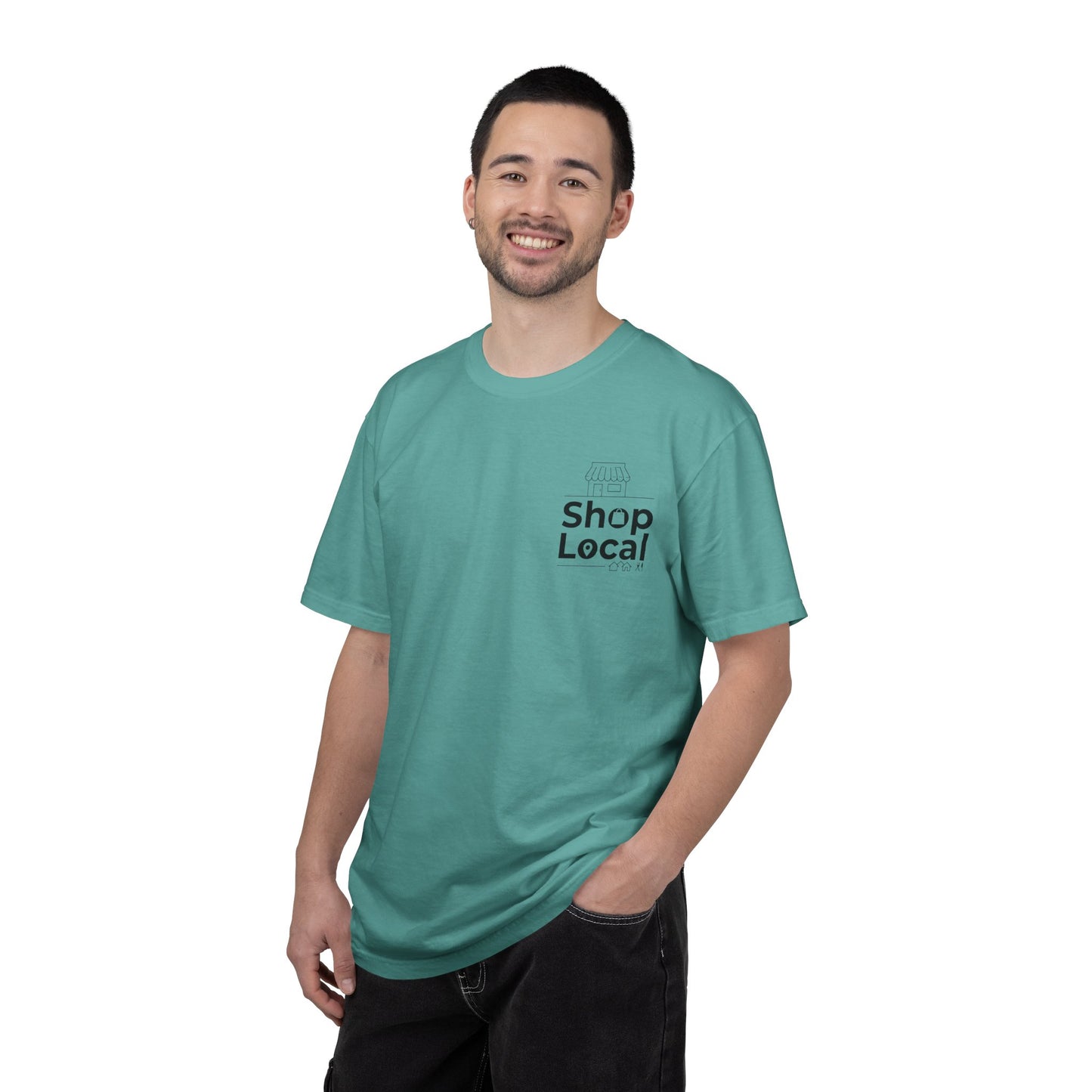 Shop Local T‑Shirt — Minimal Chest Logo Tee for Small Business Support