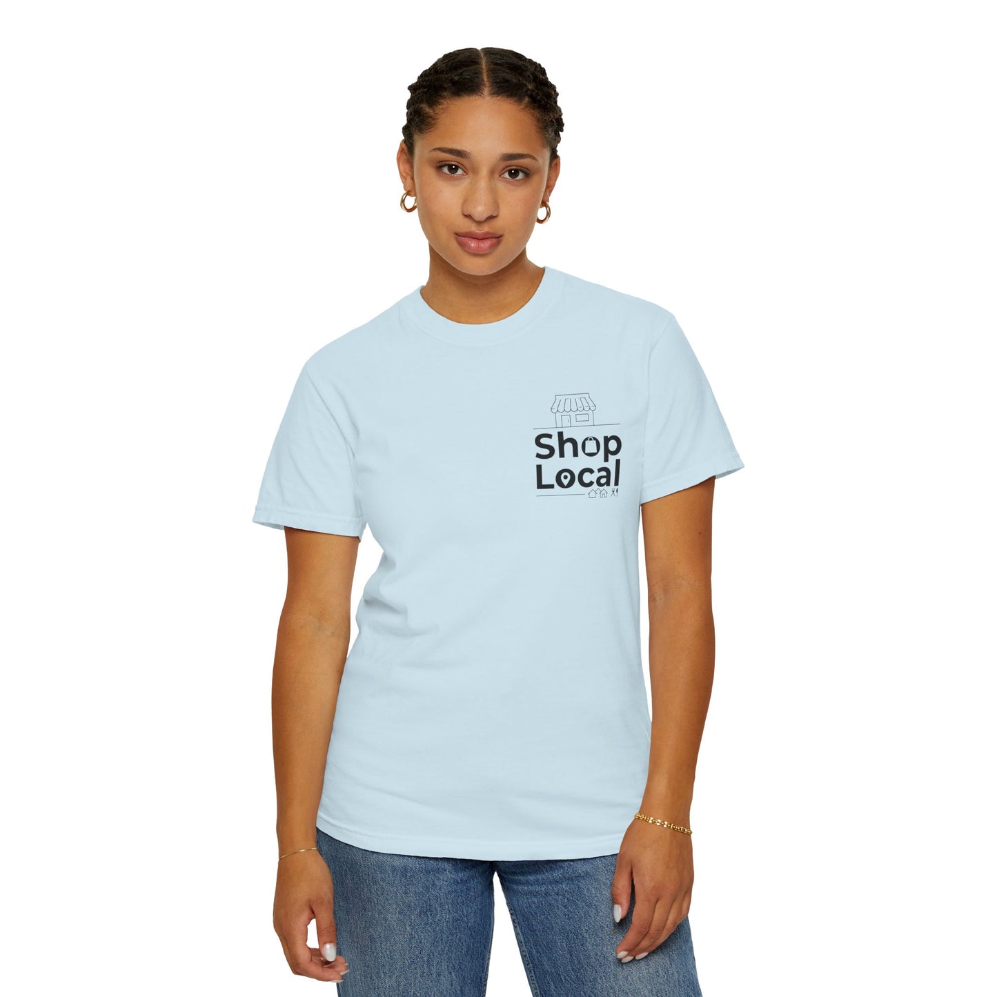 Shop Local T‑Shirt — Minimal Chest Logo Tee for Small Business Support
