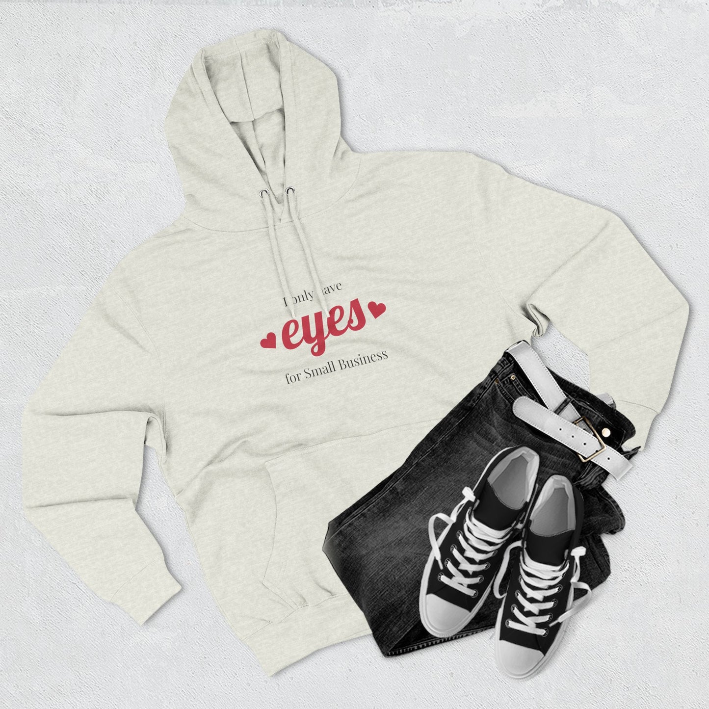 Small Business Valentine Fleece Hoodie — "I Only Have Eyes for Small Business" Cozy Three-Panel Hoodie
