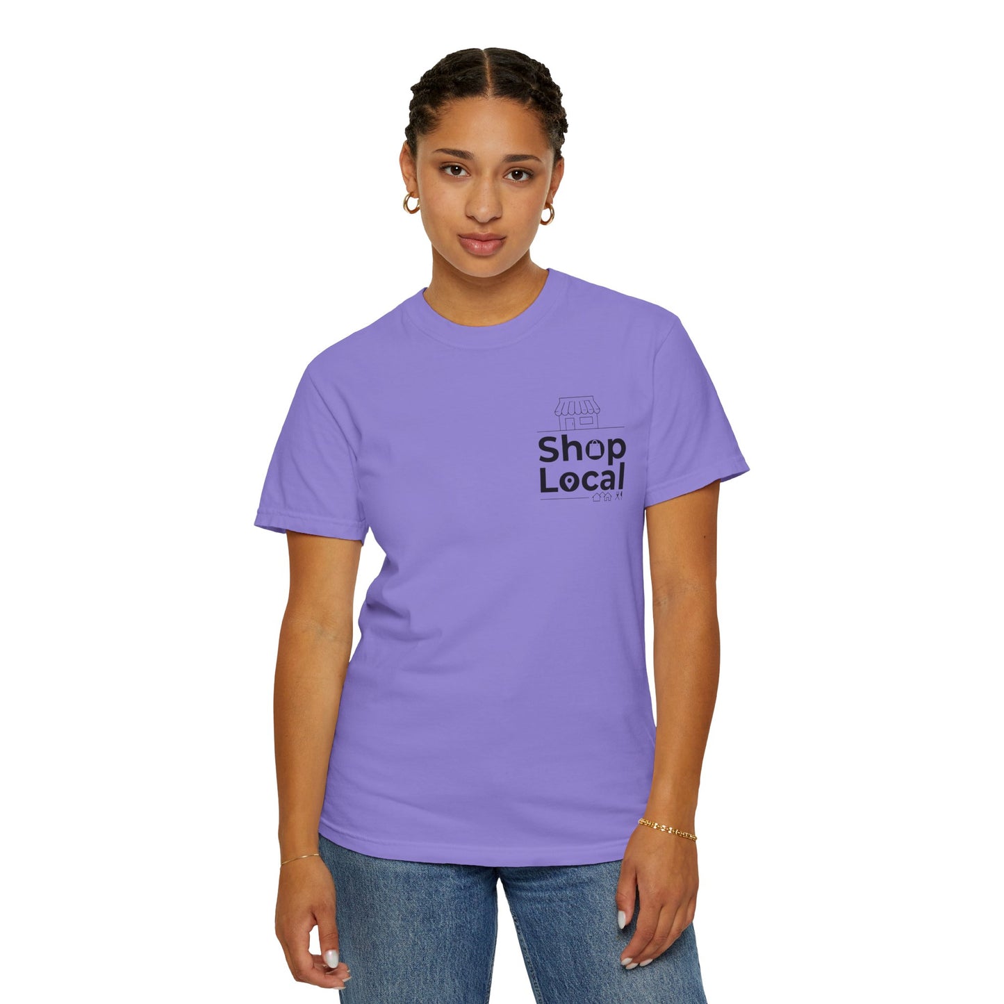 Shop Local T‑Shirt — Minimal Chest Logo Tee for Small Business Support