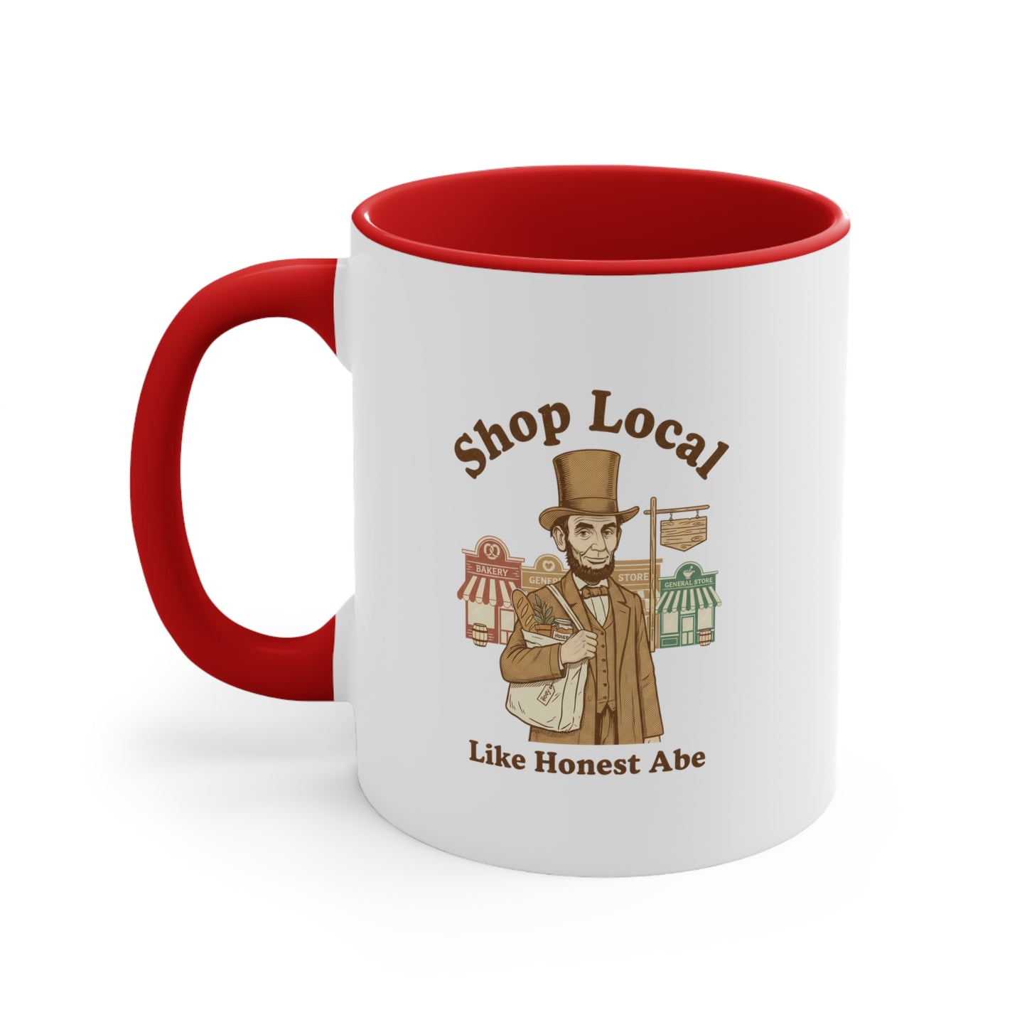 Shop Local 'Like Honest Abe' Accent Mug — Patriotic Small Business Coffee Cup