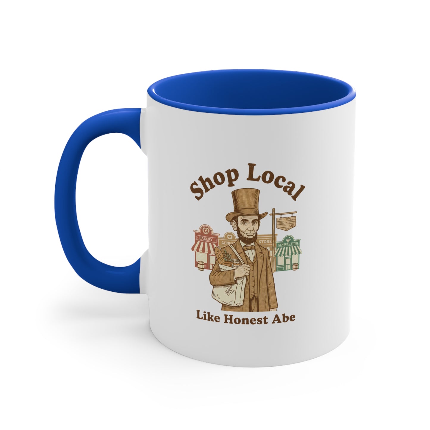 Shop Local 'Like Honest Abe' Accent Mug — Patriotic Small Business Coffee Cup