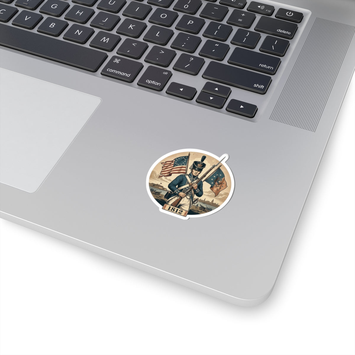 1812 War Soldier Sticker — Vintage American Flag Historical Kiss-Cut Decal
