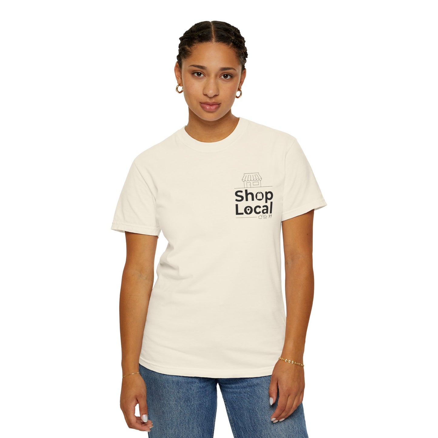 Shop Local T‑Shirt — Minimal Chest Logo Tee for Small Business Support