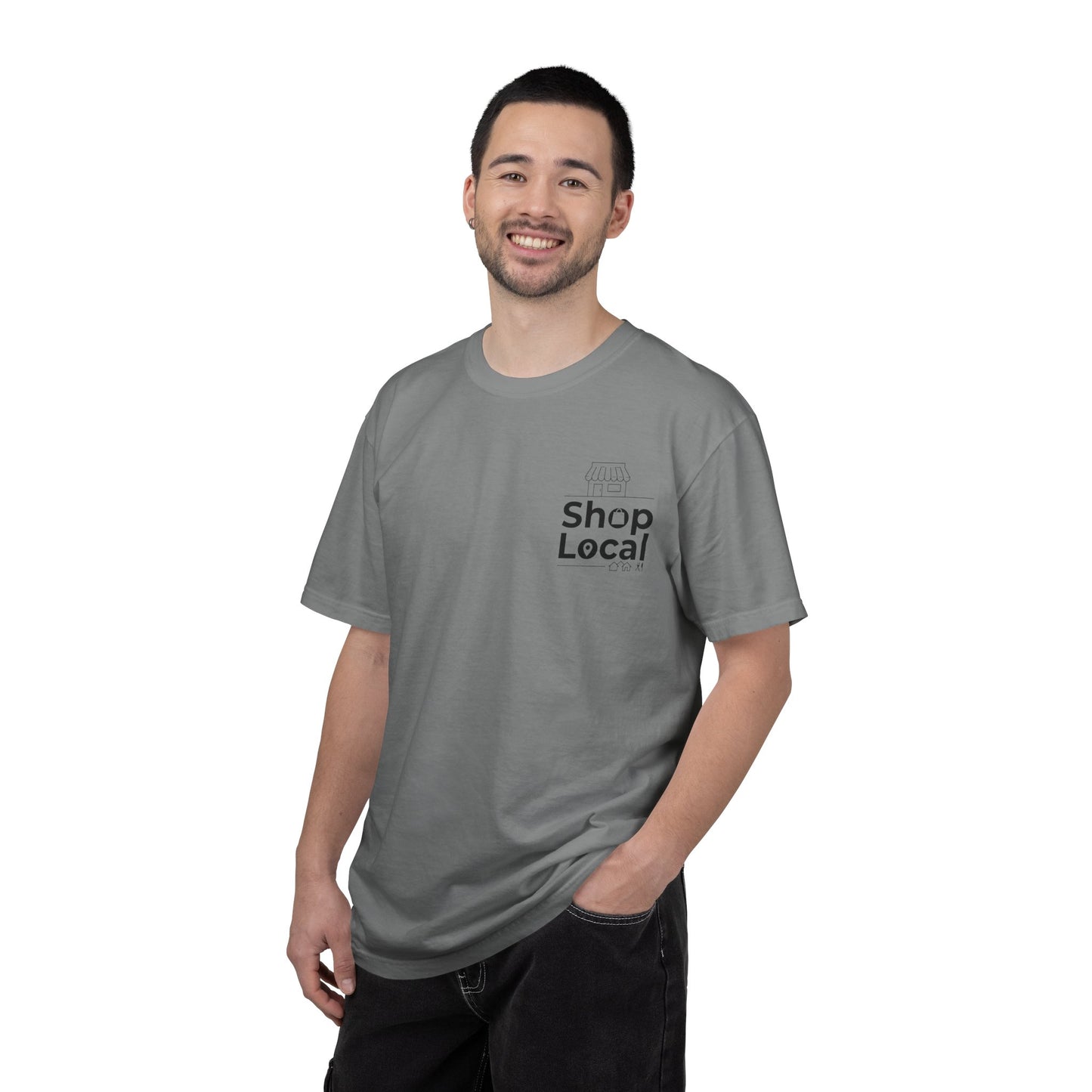 Shop Local T‑Shirt — Minimal Chest Logo Tee for Small Business Support