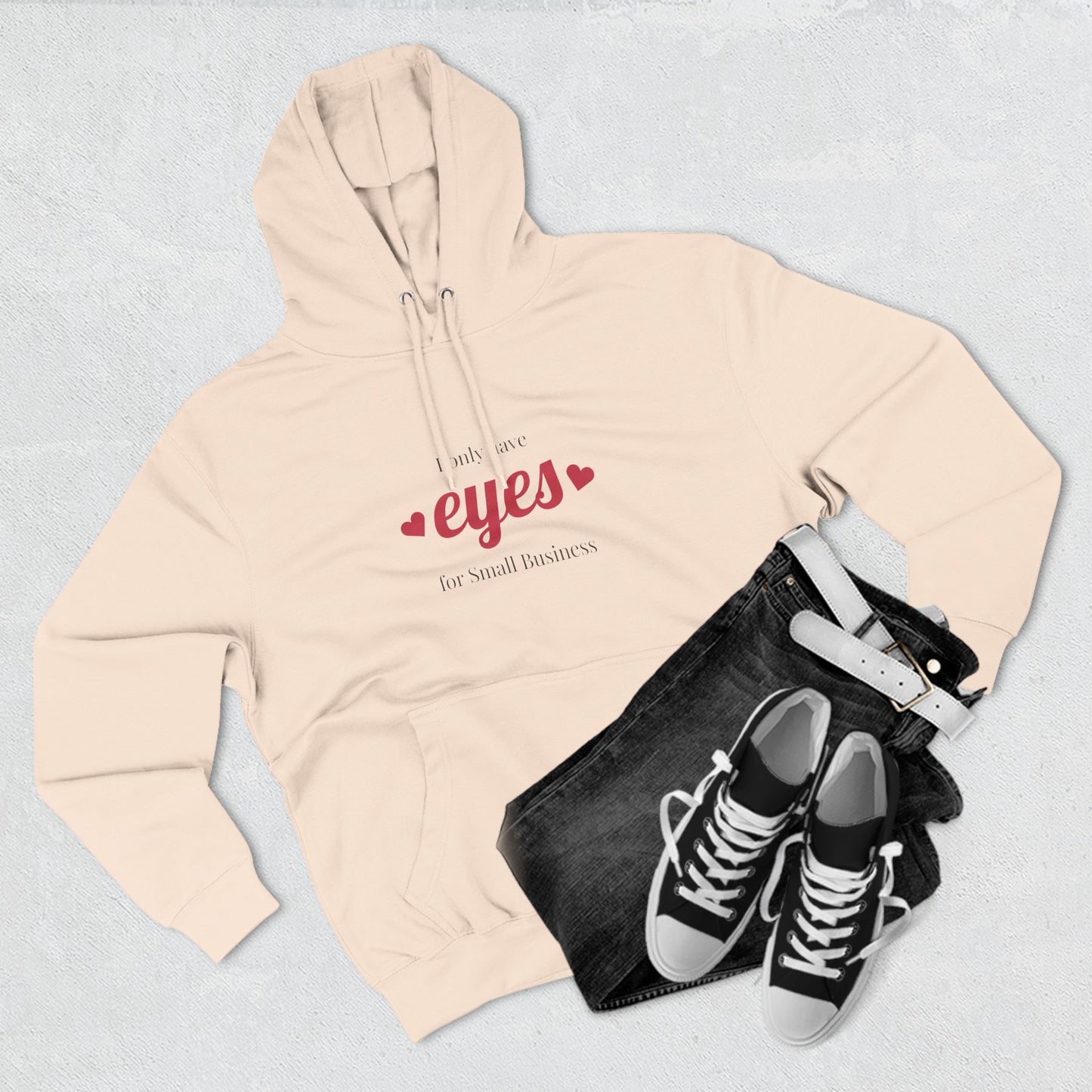 Small Business Valentine Fleece Hoodie — "I Only Have Eyes for Small Business" Cozy Three-Panel Hoodie
