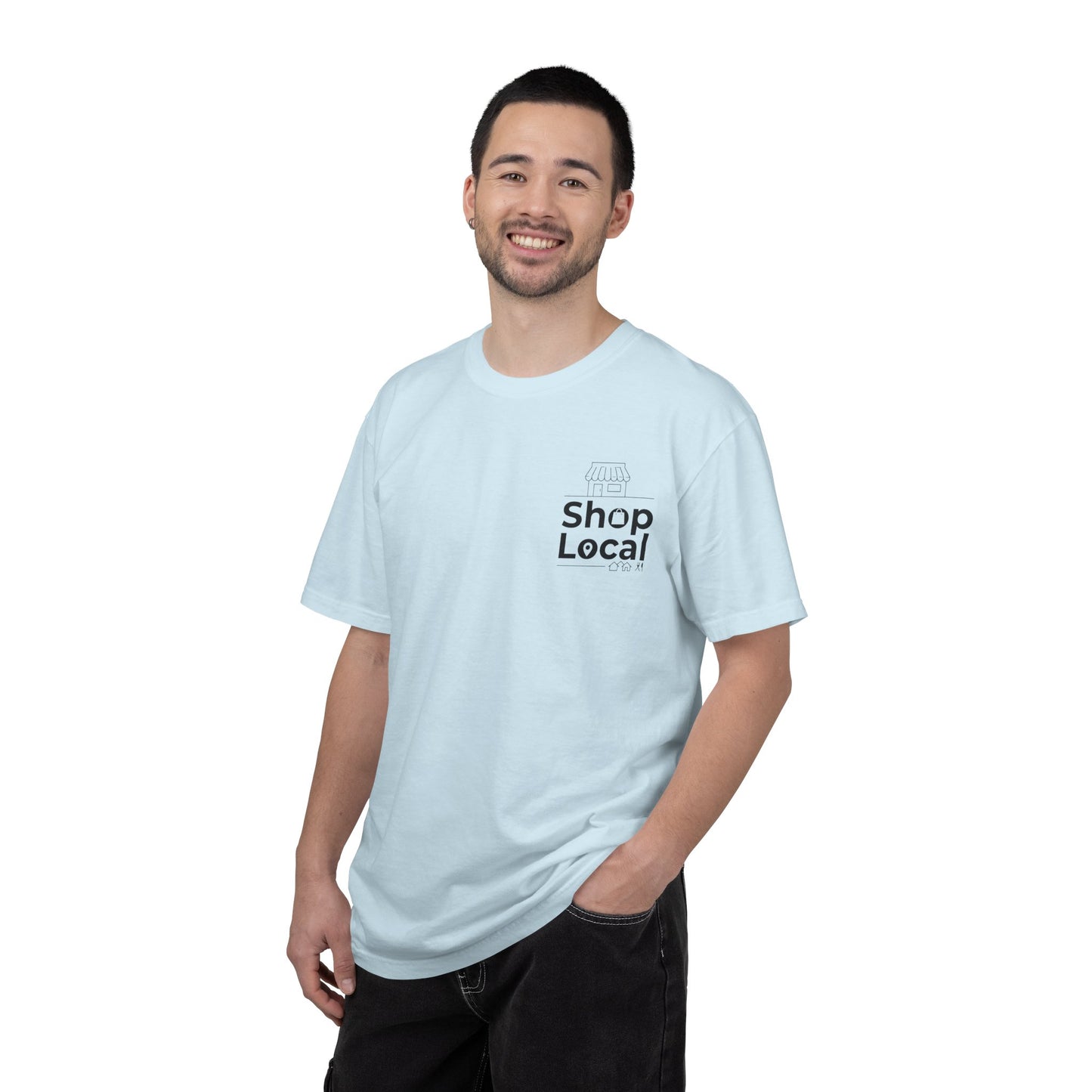 Shop Local T‑Shirt — Minimal Chest Logo Tee for Small Business Support