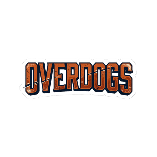 Overdogs Kiss-Cut Sticker — Retro Distressed Sports Lettering Laptop Decal