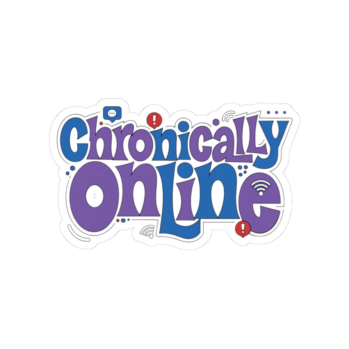 Chronically Online Sticker - Purple Retro Laptop Decal for Gamers & Internet Lovers